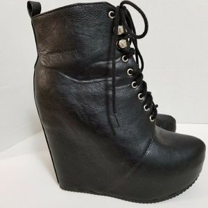 Soda Booties 7 Lolita Platform Wedge Faux Leather